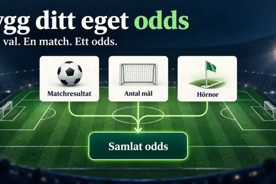 Illustration av hur matchresultat, antal mål och hörnor i samma fotbollsmatch kombineras till ett samlat odds.