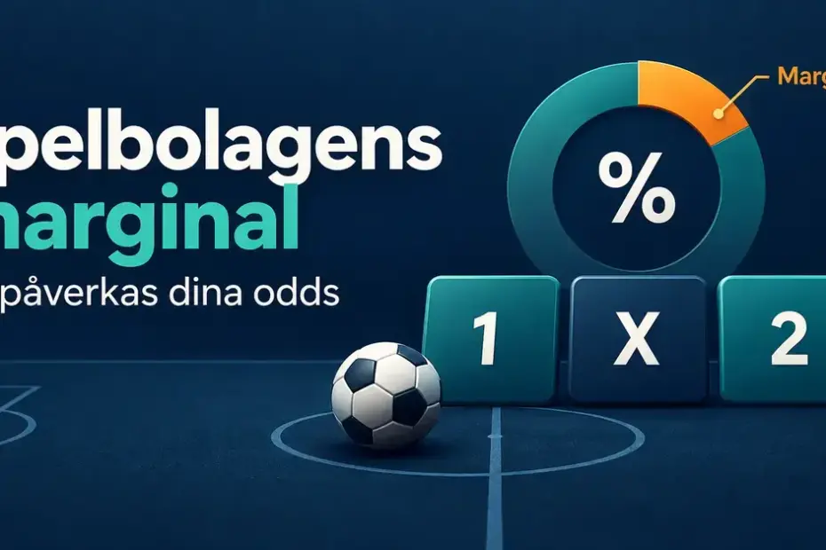 Illustration av spelbolagens marginal med en markerad del av en procentring, tecknen 1, X och 2 samt en fotboll.