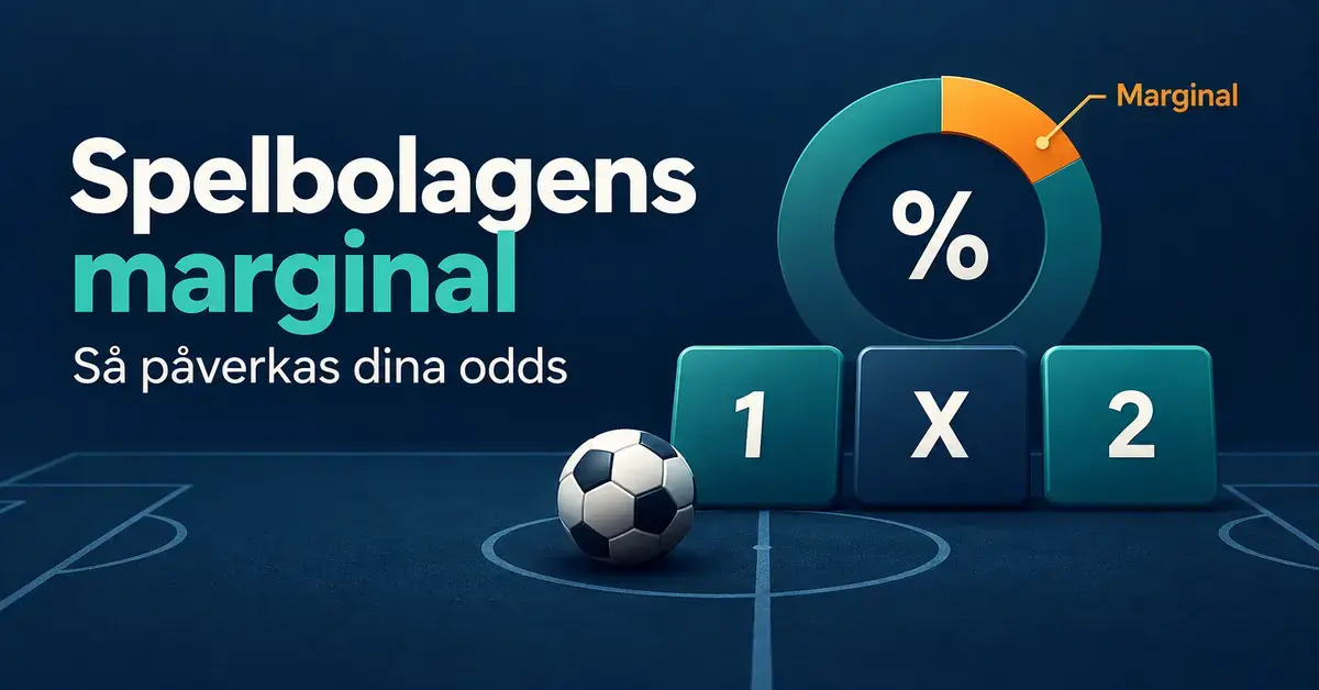 Illustration av spelbolagens marginal med en markerad del av en procentring, tecknen 1, X och 2 samt en fotboll.